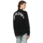 Palm Angels Black Wool Distressed Flames Sweater