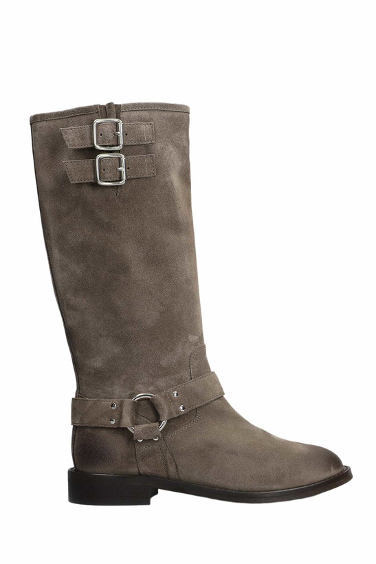 Photo: Via Roma 15 Low Heels Boots In Taupe Suede