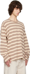 Solid Homme Brown & Off-White Striped Long Sleeve T-shirt