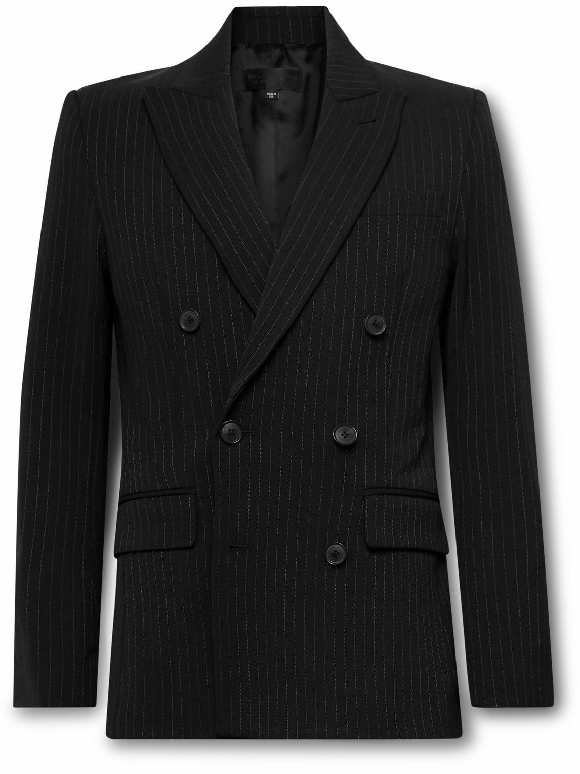 Nili Lotan - Phineas Double-Breasted Pinstriped Twill Blazer - Black