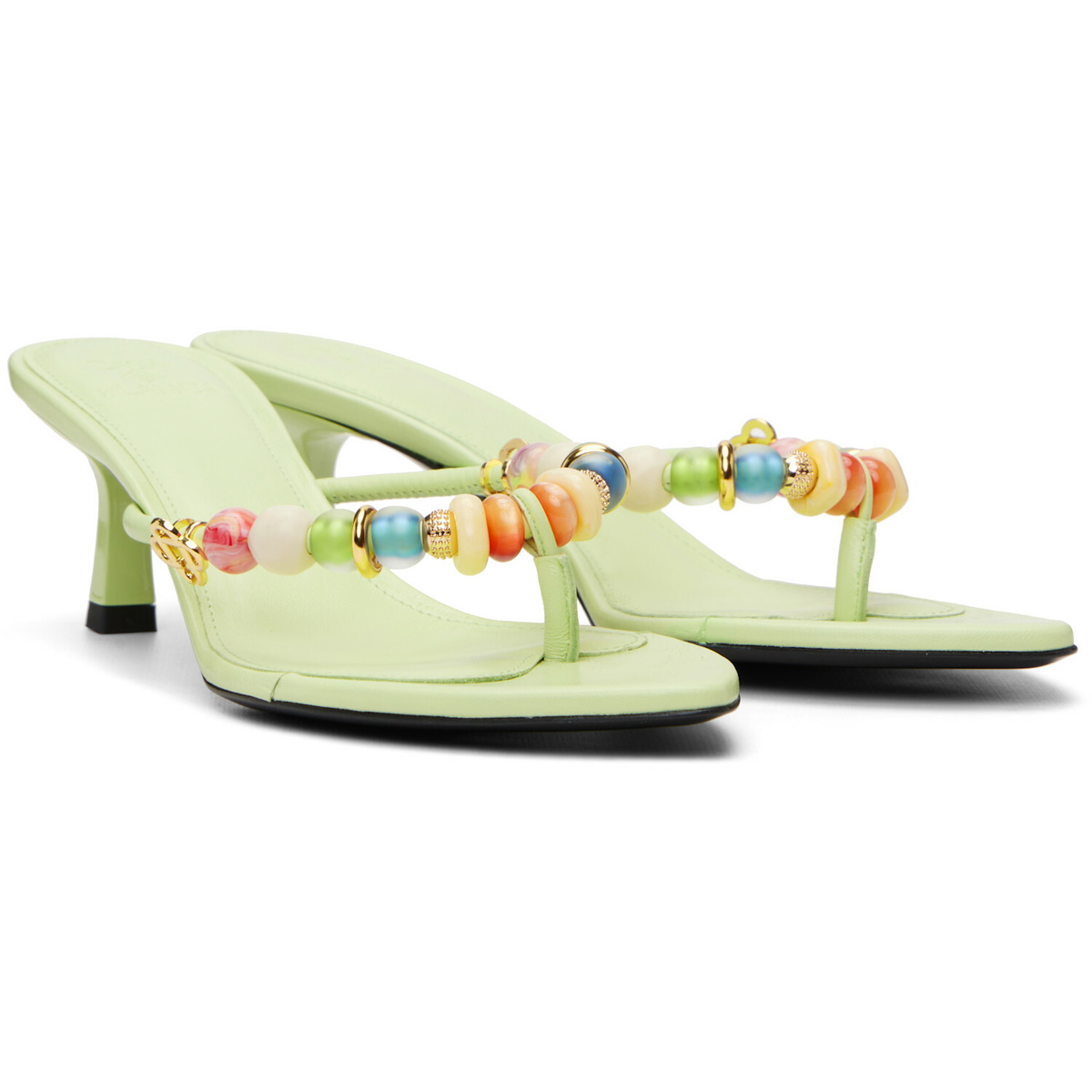 Casablanca Green Beaded Heeled Sandals