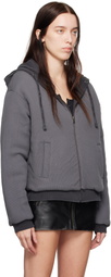 GUESS USA Gray Zip Reversible Hoodie