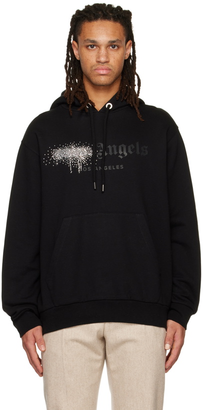 Photo: Palm Angels Black Rhinestone Sprayed Hoodie