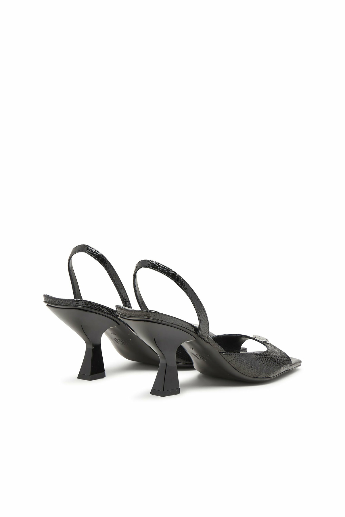 Diesel D-Amber-Slingback sandals in lizard-effect leather - Sandals Womens in Black