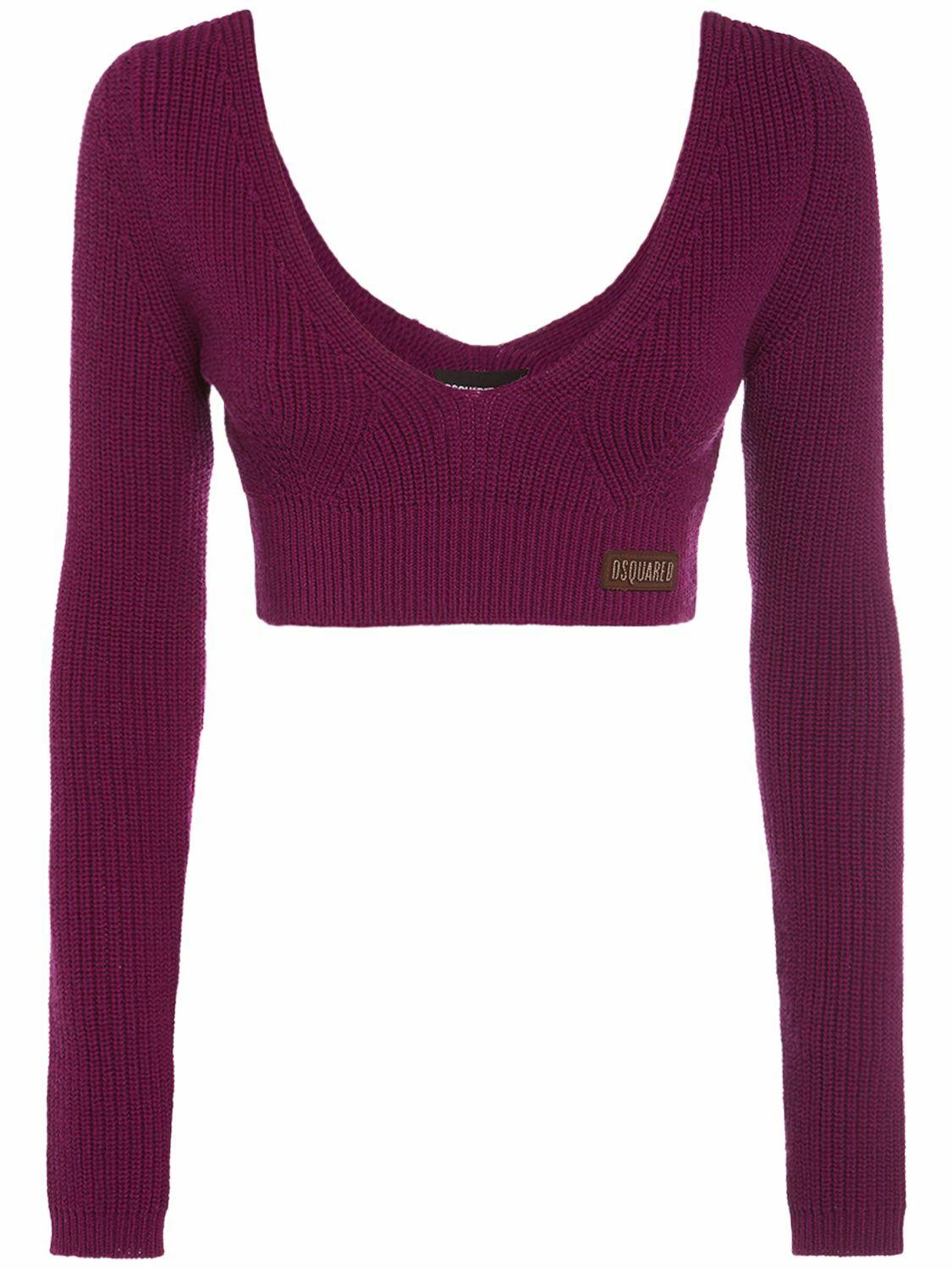 Ribbed Knit Long-Sleeve Crop Top