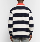 Gucci - Appliquéd Striped Cotton-Jersey Polo Shirt - Men - Blue