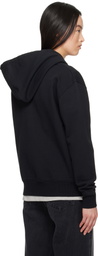 AMI Paris Black Cotton Ami de Coeur Zipped Hoodie