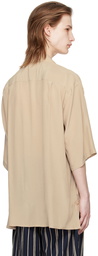 YOKE Taupe Open Collar Shirt