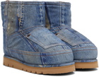 Acne Studios Blue Printed Leather Low Boots