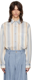 King & Tuckfield Blue & Beige Pocket Oversized Shirt