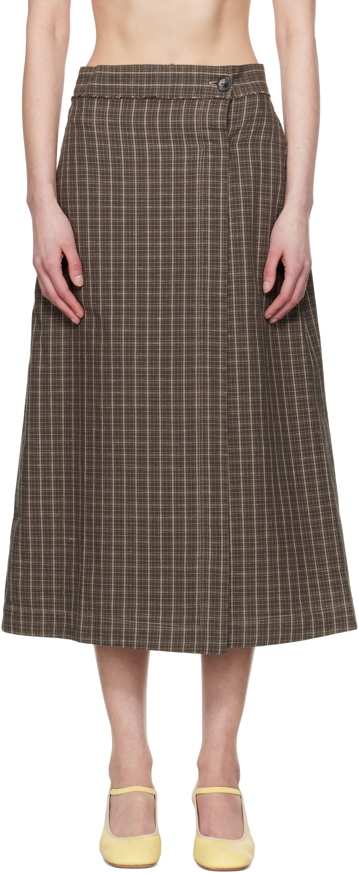 mfpen Brown Classic Wrap Midi Skirt