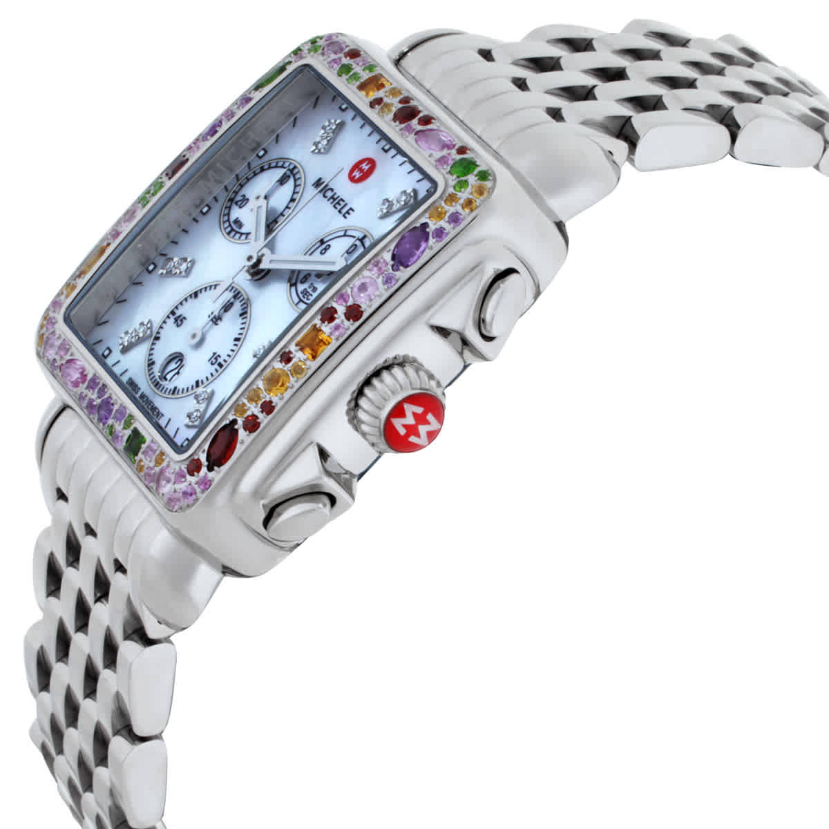 Michele Deco Soiree Diamond Mother of Pearl Dial Stainless Steel