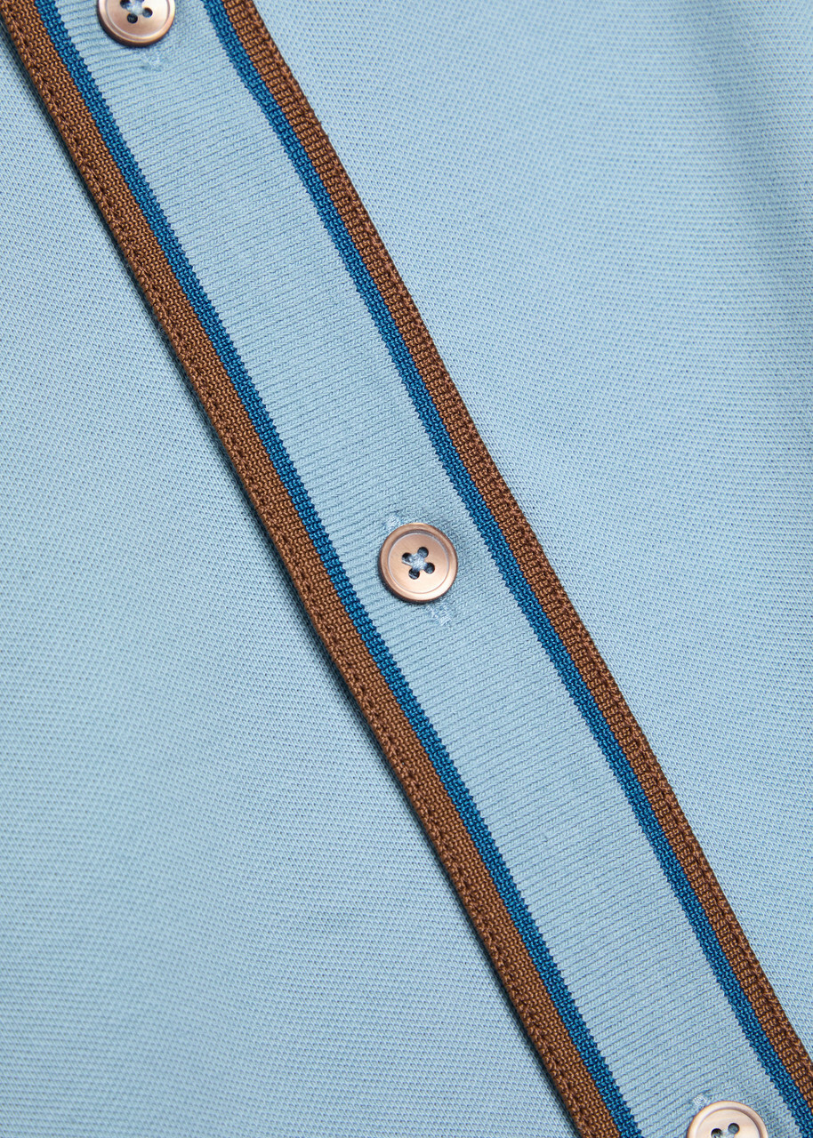 PS Paul Smith Striped-trim Piqué Stretch-cotton Shirt Light Blue