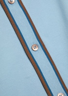 PS Paul Smith Striped-trim Piqué Stretch-cotton Shirt Light Blue