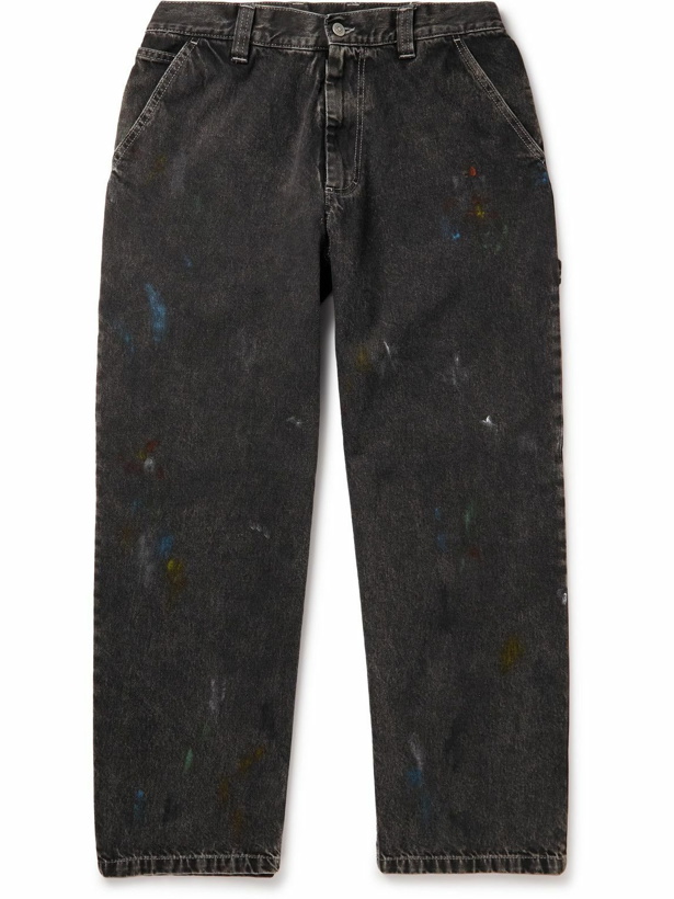 Photo: Maison Margiela - Wide-Leg Paint-Splattered Distressed Jeans - Black
