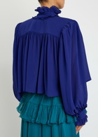 Chloe Ruffled Silk Blouse Indigo
