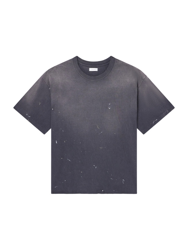 Photo: John Elliott - Odeon Paint-Splattered Distressed Cotton-Jersey T-Shirt - Gray