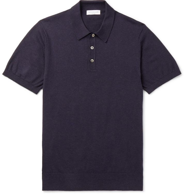 Photo: Richard James - Slim-Fit Cotton Polo Shirt - Blue