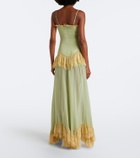 De La Vali Estela lace-trimmed georgette maxi dress