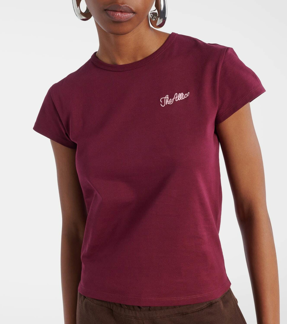 The Attico Logo cropped cotton jersey T-shirt
