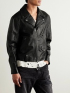 AMIRI - Hollywood Cropped Logo-Appliquéd Leather Biker Jacket - Black