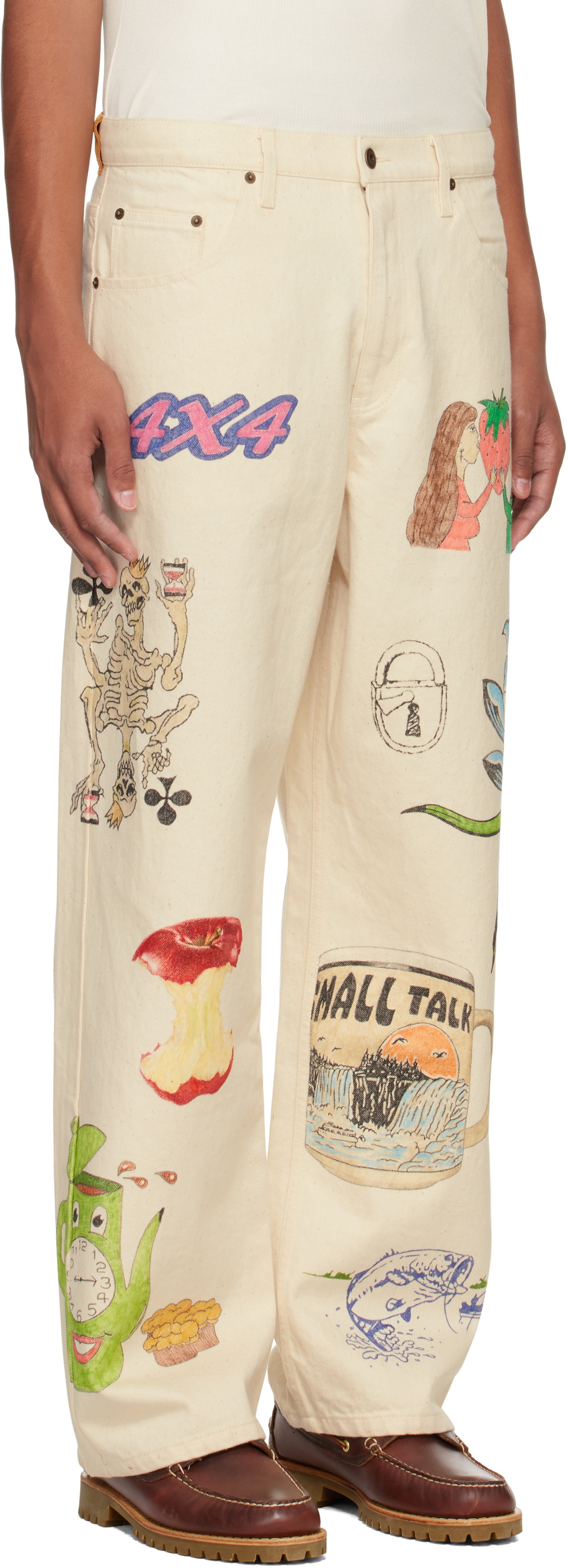 Small Talk Studio SSENSE Exclusive Off-White Hand-Drawn Jeans