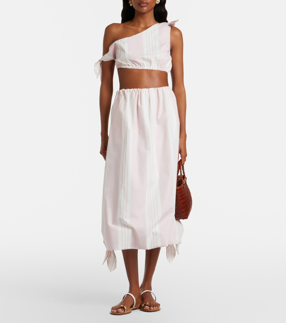 Posse Rosie striped cotton midi skirt