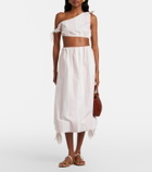 Posse Rosie striped cotton midi skirt