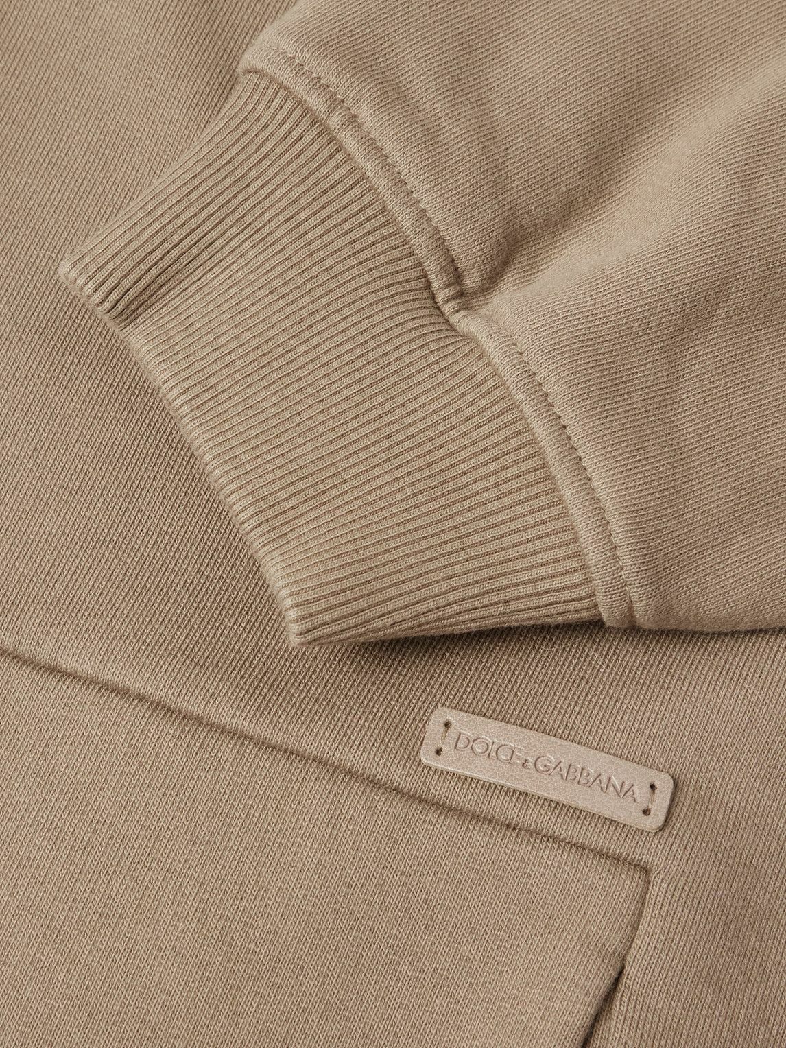 Dolce&Gabbana - Oversized Logo-Appliquéd Cotton-Jersey Zip-Up Hoodie - Brown