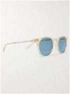 MR LEIGHT - Crosby S Round-Frame 12-Karat White Gold-Plated and Acetate Glasses