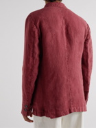 Massimo Alba - Convertible-Collar Linen-Canvas Overshirt - Red