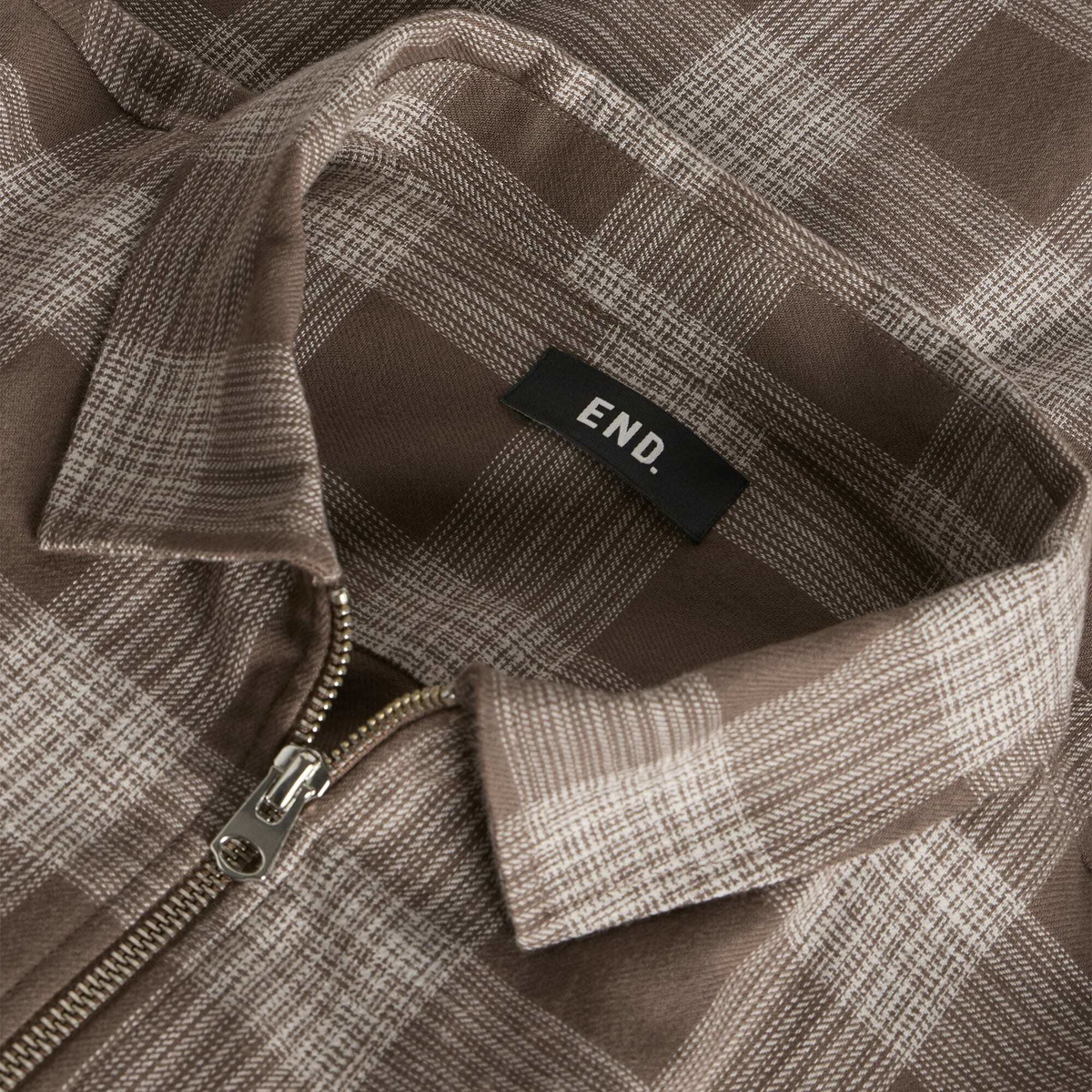END. Men's Border Shirt in Dark Sand Check