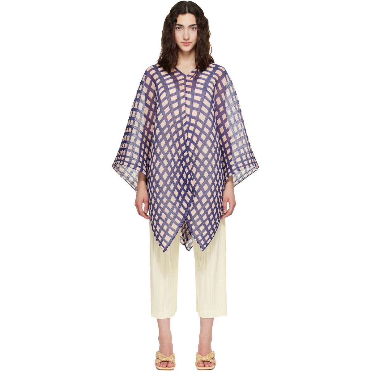 PLEATS PLEASE ISSEY MIYAKE Navy & Pink Basket Madame-T Scarf