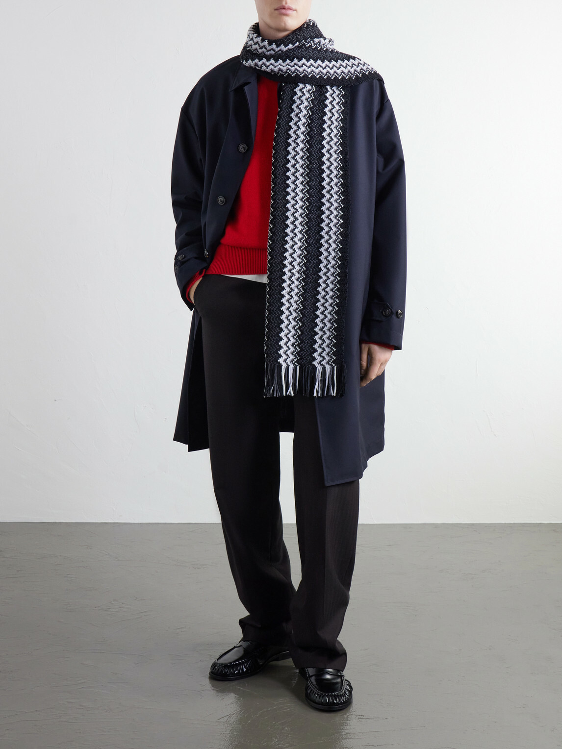 Missoni - Fringed Striped Wool Scarf - Black