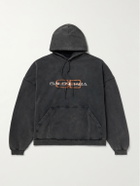 Balenciaga - Logo-Print Washed Cotton-Jersey Hoodie - Gray
