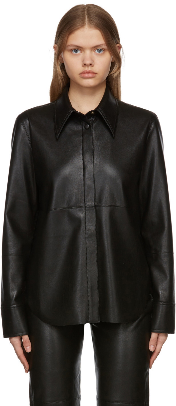 Nanushka Black Naum Vegan Leather Shirt