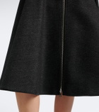 Prada Re-Nylon-trimmed virgin wool midi skirt