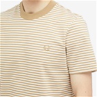 Fred Perry Men's Fine Stripe Heavyweight T-Shirt in White/Stone