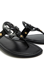 Tory Burch Miller Logo Leather Thong Sandals Black