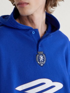 Balenciaga - Logo-Embroidered Cotton-Jersey Hoodie - Blue