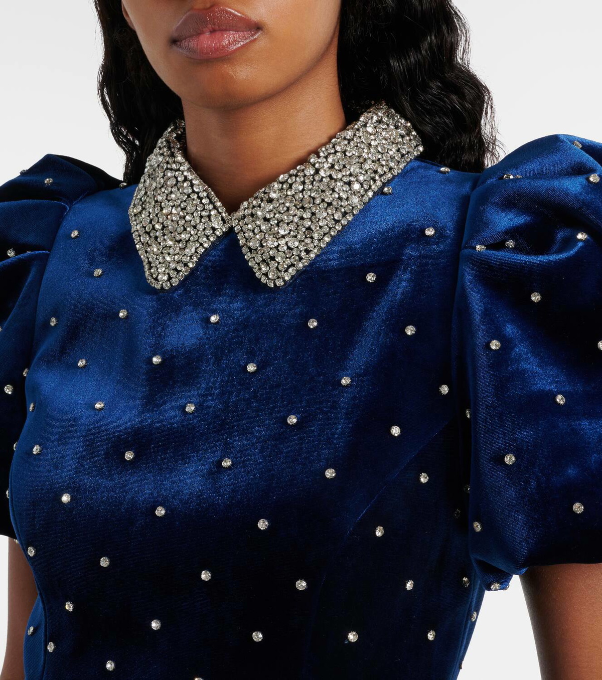 新作【Rebecca Vallance】Vivicia embellished velvet minidress Vivicia embellished velvet minidress in blue - Rebecca