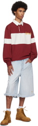drew house Burgundy & White Embroidered Long Sleeve Polo