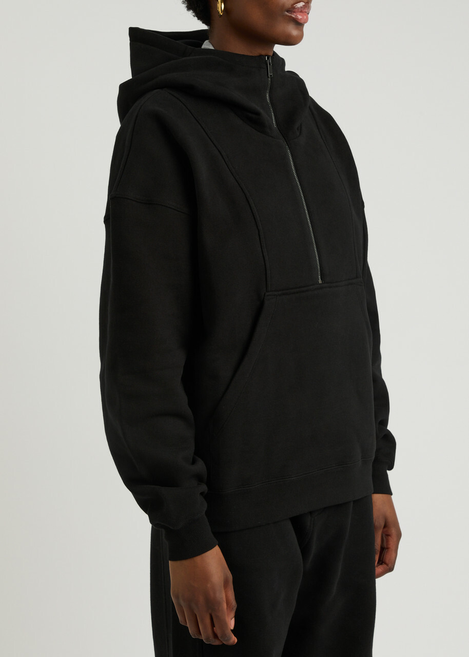 Saint Laurent Panelled Half-zip Hooded Cotton Sweatshirt Black