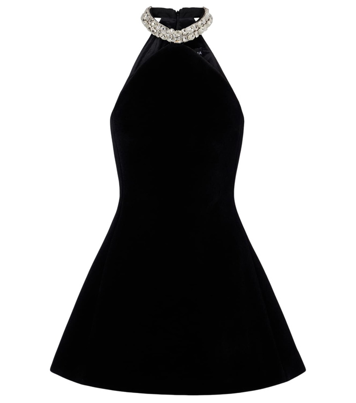 Photo: David Koma Crystal-embellished halterneck minidress