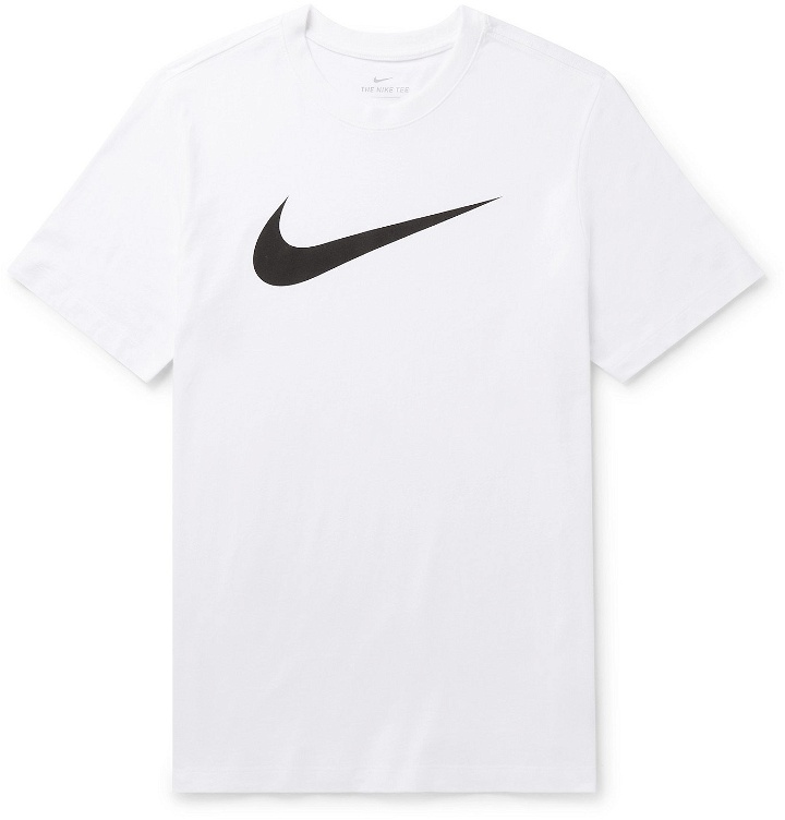 Photo: NIKE - Logo-Print Cotton-Jersey T-Shirt - White