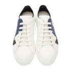 Fendi White and Navy Leather Bag Bugs Sneakers