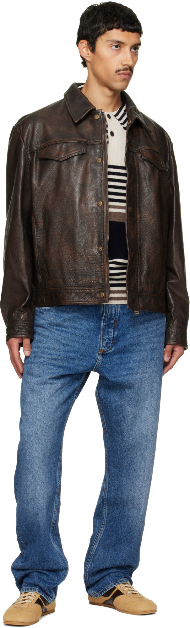Hugo Brown Regular-Fit Leather Jacket