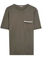 Herno Striped-trim Cotton T-shirt Taupe