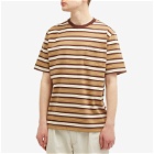 Beams Plus Men's Multi Stripe Pocket T-Shirt in Brown