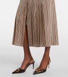 Valentino Striped tie-neck silk midi dress